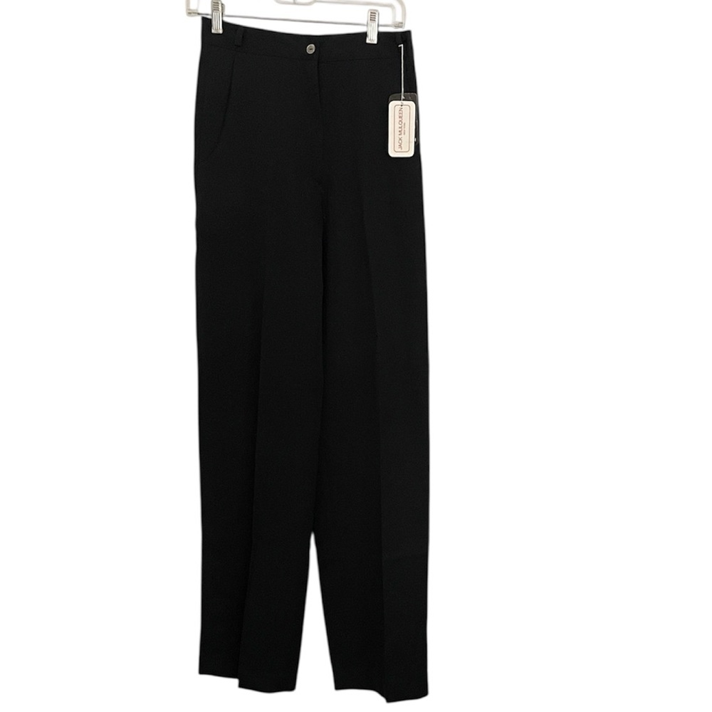 NWT Vintage Jack Mulqueen Tailored Black 100% Wool Women's Straight-Leg Trousers